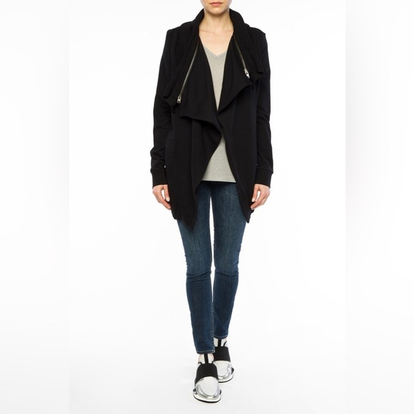 All Saints Women’s Dahlia Drapey Sweatshirt Cardigan in Black Size S - Picture 2 of 13